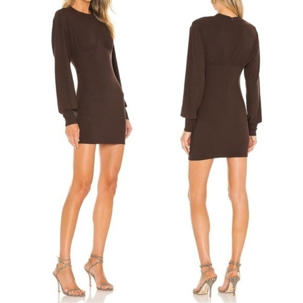 Superdown X Revolve Tina Ribbed Underwire Chocolate Brown Dress Size Small NWT